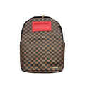 Futurebag™ “The Journey Begins” Brown Checkered Shark Backpack Red Patch